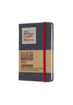 Kalendarz 2019 tygodniowy Moleskine 12M P edycja limitowana DENIM, twarda oprawa, czarny