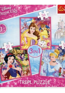 Puzzle 3w1 Zaczarowany świat księżniczek