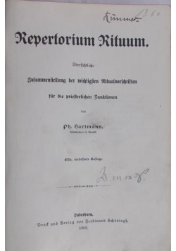 Repertorium Rituum,1908 r.