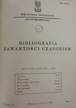 Bibliografia zawartości czasopism rocznik 38, zeszyt 4