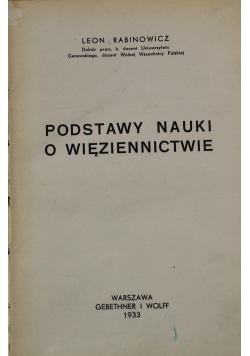 Podstawy nauki o więziennictwie 1933 r.