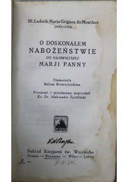O doskonałem nabożeństwie do Najświętszej Marji Panny 1927 r.