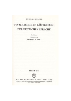 Etymologisches Worterbuch der Deutschen sprache
