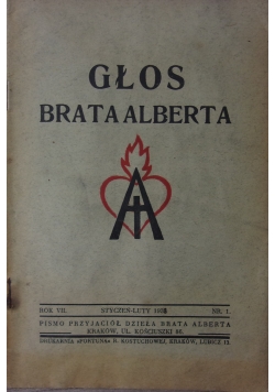 Głos brata Alberta Rok VII Nr. 1. 1938 r.