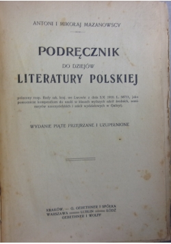 Podręcznik do dziejów literatury Polskiej, 1920 r.