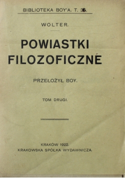 Powiastki filozoficzne tom drugi 1922 r.