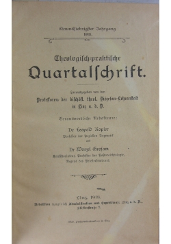Theologisch praktische Quartal Schrift , 1918r.