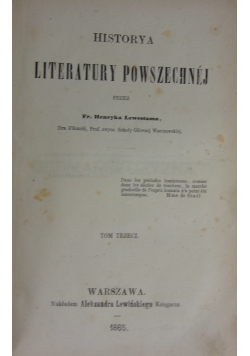 Historya literatury powszechnej. 1865 r.