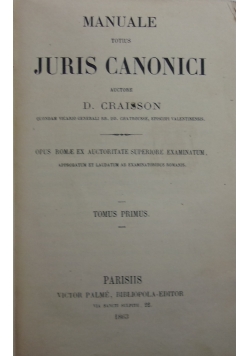 Manuale Totius Juris Canonici, 1863 r.