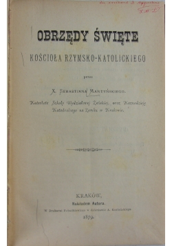 Obrzędy Święte, 1879 r.