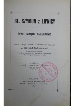 Bł Szymon z Lipnicy 1898 r.