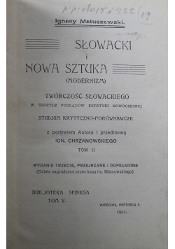 Słowacki i nowa sztuka Tom II 1911 r.