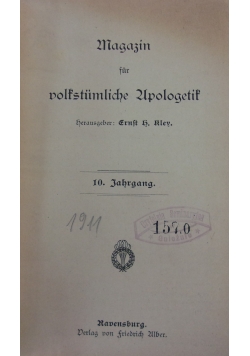 Magazin fur volksumliche Apologetik, 1911r.