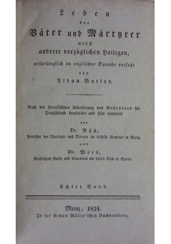 Leben der Vater und Marthrer, tom 8, 1824 r.