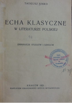 Echa klasyczne, 1923r