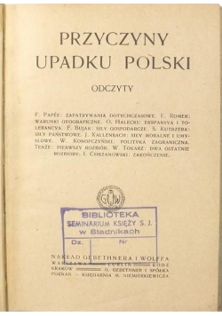 Przyczyny upadku Polski. Odczyty, 1918 r.