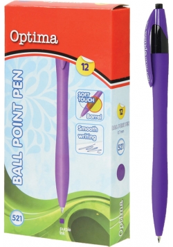 Długopis OPTIMA Soft Touch 521 fioletowy 12 sztuk