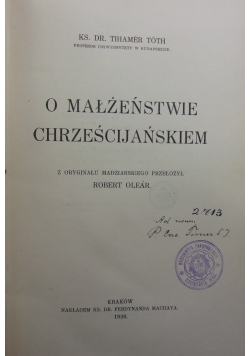 O małżeństwie chrześcijańskiem, 1936 r.