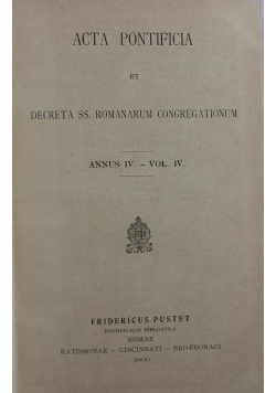 Acta Pontificia IV, 1906 r.