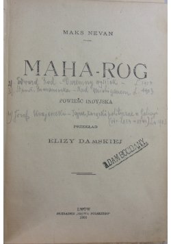 Maha-Rog, 1903 r.