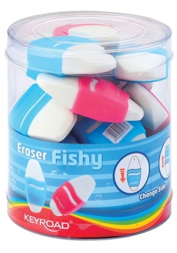 Gumka uniwersalna KEYROAD Fishy Display 18 sztuk mix
