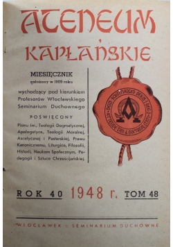 Ateneum Kapłańskie Rok 40 Tom 48 1948 r.