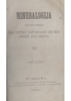 Mineralogija III, 1865 r.