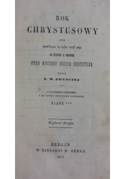 Rok Chrystusowy , 1852 r.
