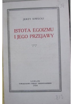 Istota egoizmu i jego przejawy 1934 r