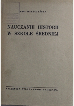 Nauczanie historii w szkole średniej 1937 r.
