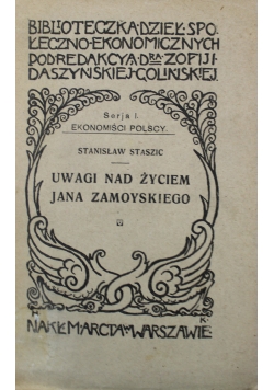 Uwagi nad życiem Jana Zamoyskiego 1926 r