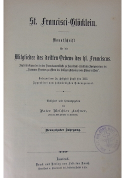 Monatsschrift fur die Mitglieder des dritten Ordens 19 Jahrgang