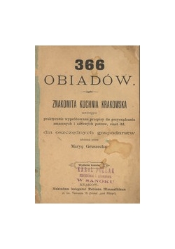 366 obiadów. Mała kuchnia Krakowska, 1914 r.