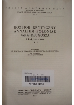 Rozbiór krytyczny annalium Poloniae Jana Długosza z lat 1385-1444