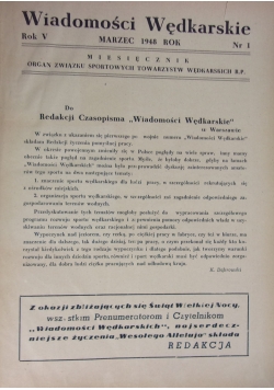 Wiadomości wędkarskie. Miesięcznik nr 1-10, 1948 r.