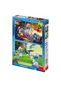 Puzzle 2x66 Smerfy wyprawa DINO