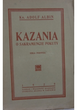 Kazania o sakramencie pokuty, 1929 r.