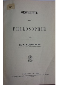 Geschichte der Philosophie, 1892