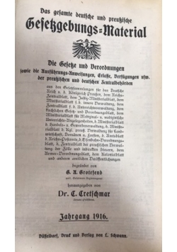 Das gesamte deutsche und preusische Gesetzgebungs-Material, 1916 r.