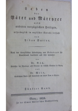 Leben der Vater und Martyrer, tom 5, 1824 r.