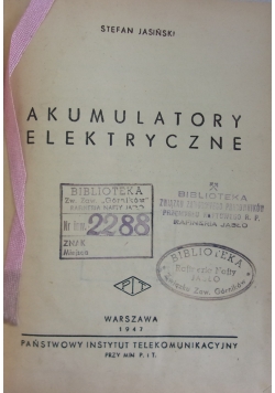 Akumulatory elektryczne, 1947r.