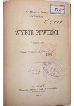 Wybór powieści, 1889 r.
