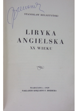 Liryka angielska XX wieku, 1929 r.
