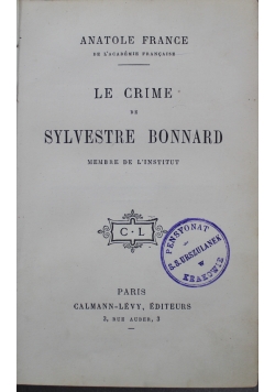 Le crime de Sylvestre Bonnard 1849 r.
