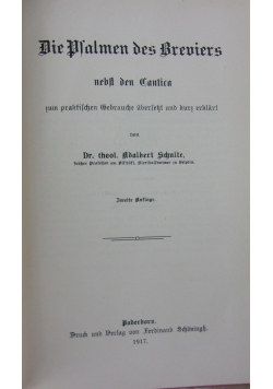 Die Psalmen des Breviers, 1917r.