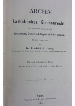 Archiv fur katcholisches Kirchenrecht, 1894r.