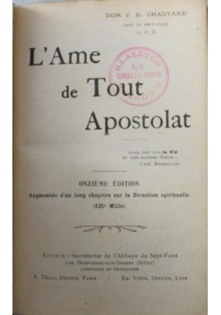 L Ame de Tout Apostolat 1930 r.