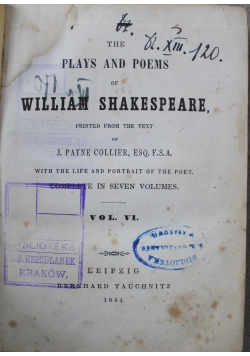 The plays and poems William Shakespeare 1844 r