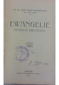 Ewangelie studium krytyczne, 1915r.