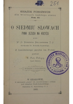 O siedmiu Słowach ,1889 r.